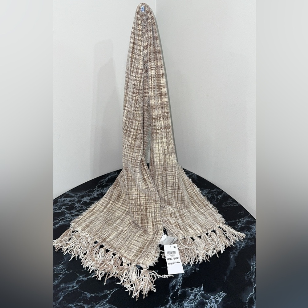 Charter Club Spacedye Chenille Winter Wrap Scarf Camel Brown One Size NWT